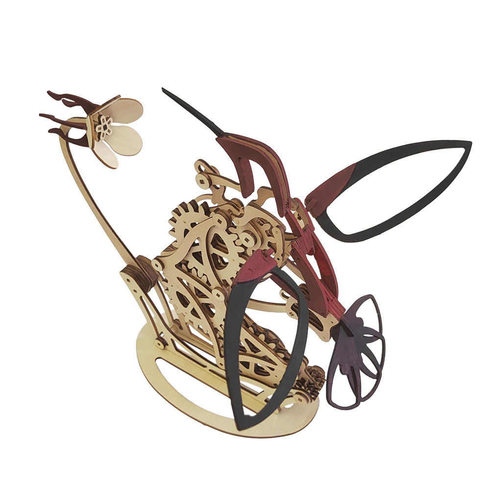 3D Wooden Mechanical Hummingbird Model Puzzle, Hand Assembled Turtle Puzzle Crafts, Magical Wooden Kinetic Hummingbird Sculpture