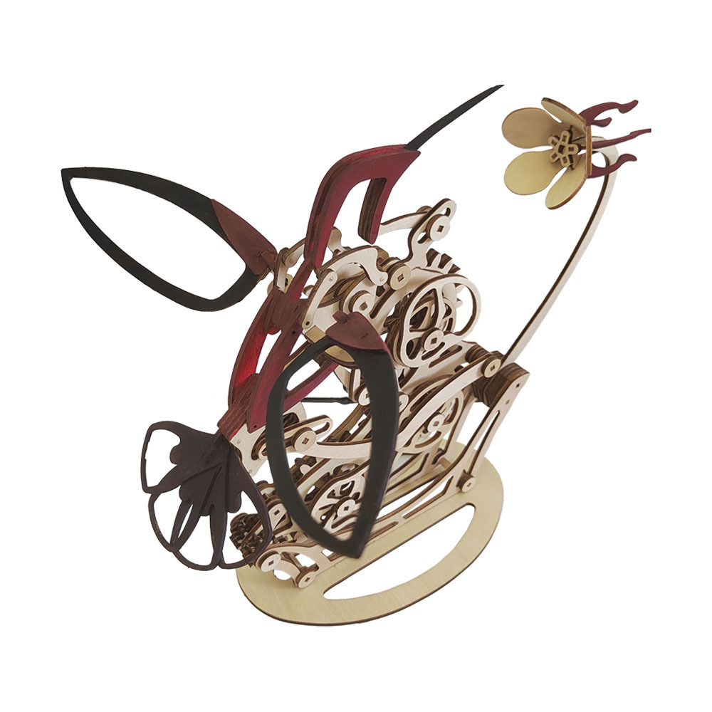 3D Wooden Mechanical Hummingbird Model Puzzle, Hand Assembled Turtle Puzzle Crafts, Magical Wooden Kinetic Hummingbird Sculpture