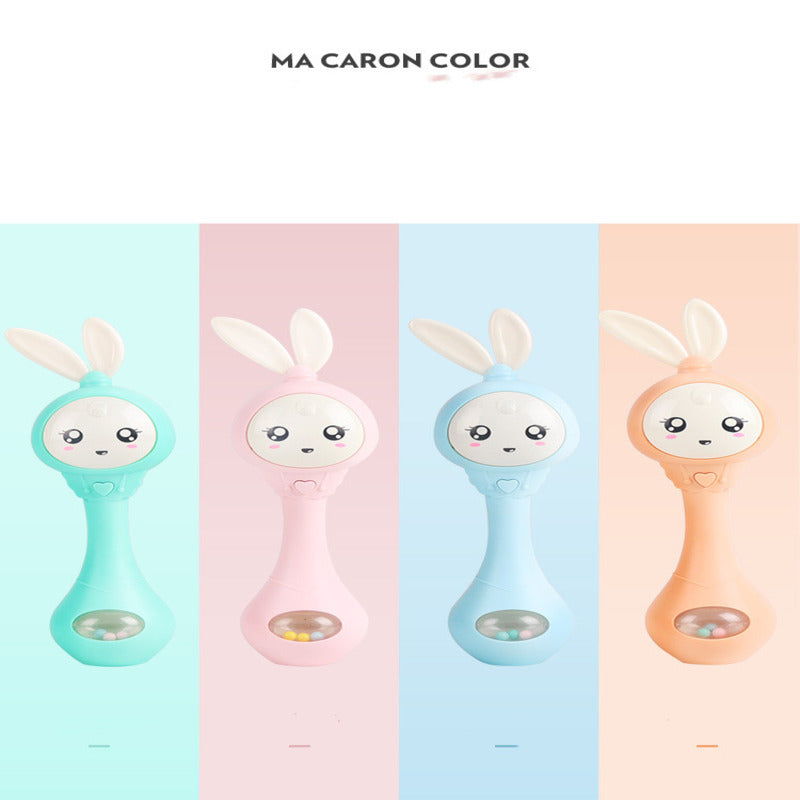 Baby Music Flashing Teether Rattle With Rabbit Hand Bells Mobile For Newborn 0-12M