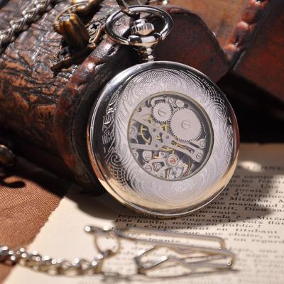 Silver Full Hunter Pocket Watch - Classic Antique Look, Intricately Designed