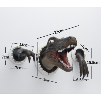 3D Wall Mount Dinosaur Bust Sculpture