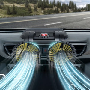 Portable 360° Rotating Car Fan With Dual Heads For Dashboard, Rv, Truck