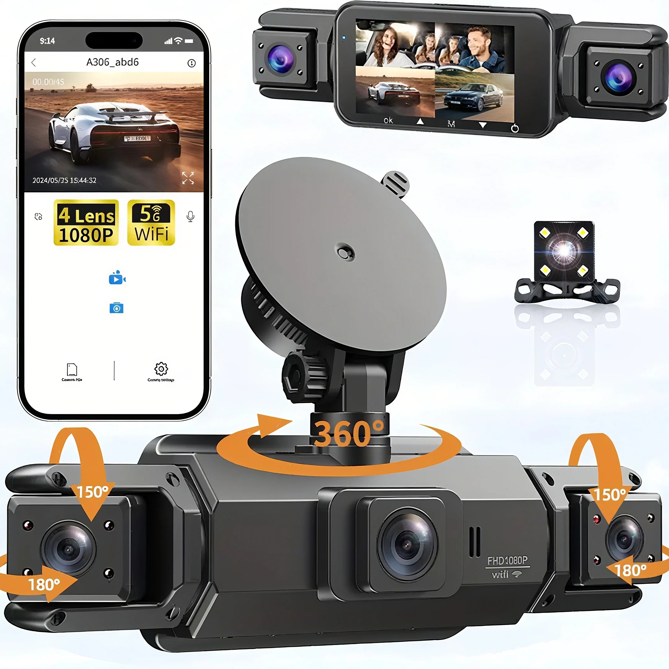 4 Channel Wifi Dash Cam With Front Rear Interior Cameras 1005009916191894-4Ch DVR-32G SD Card