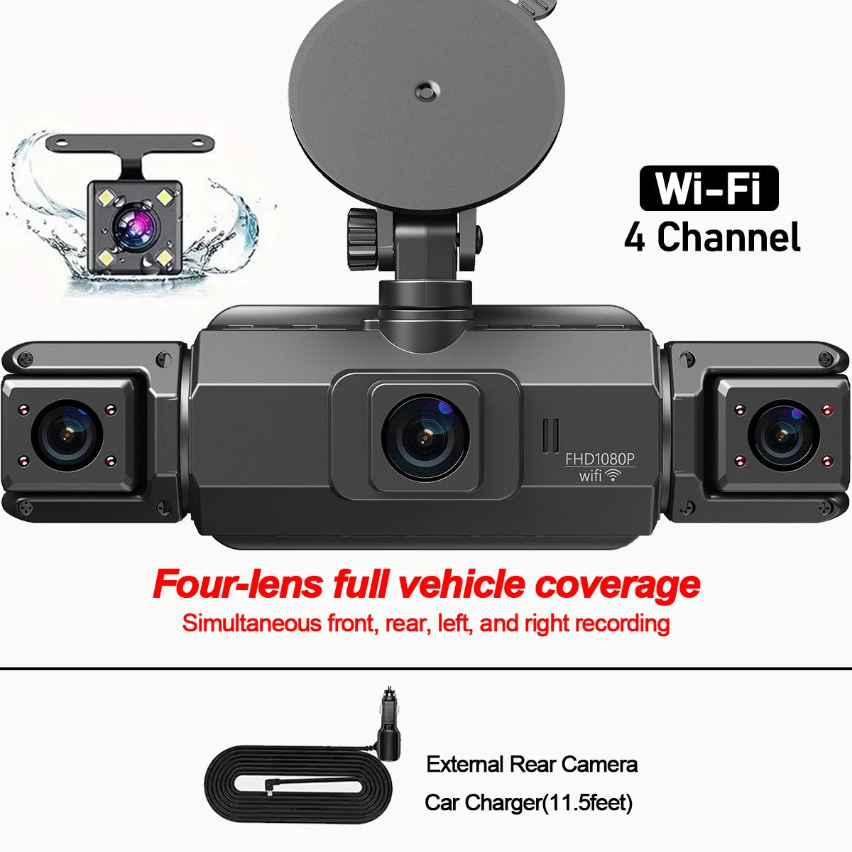 4 Channel Wifi Dash Cam With Front Rear Interior Cameras 1005009916191894-4Ch DVR-32G SD Card