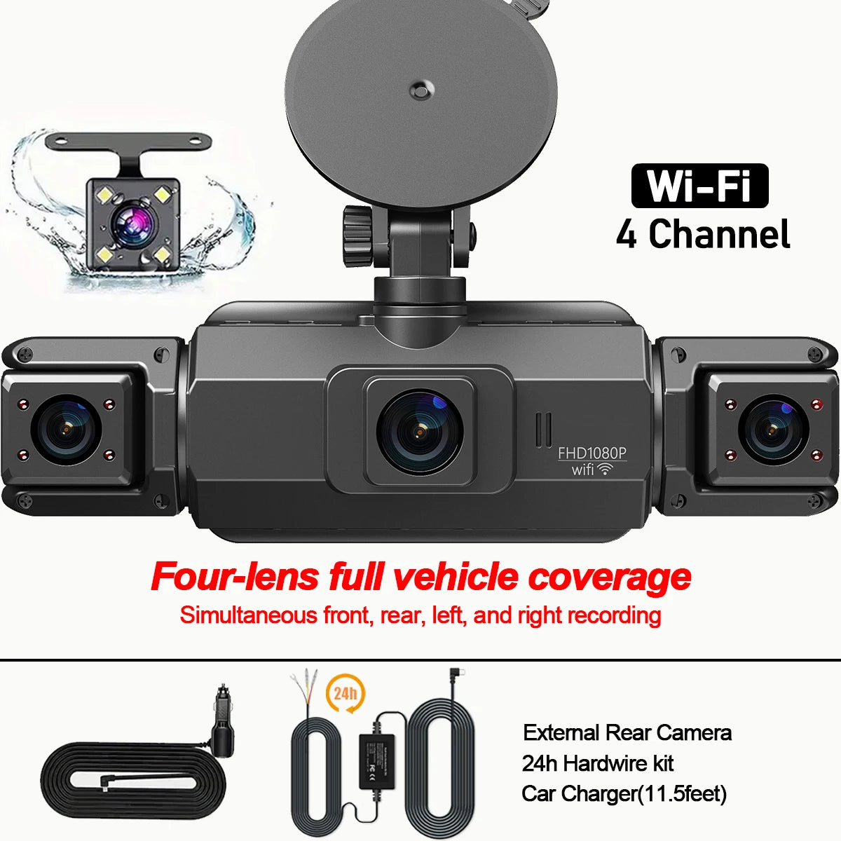 4 Channel Wifi Dash Cam With Front Rear Interior Cameras 1005009916191894-4Ch DVR-32G SD Card