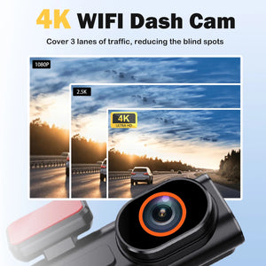 4K Dual Lens Dash Cam With Wifi Night Vision Parking Monitor 1005008032891659-With Rear Camera GPS-64G