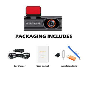 4K Dual Lens Dash Cam With Wifi Night Vision Parking Monitor 1005008032891659-With Rear Camera GPS-64G