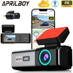 4K Wifi Dual Lens Dash Cam With Night Vision Parking Monitor 1005008032935513-With RC HK GPS-None