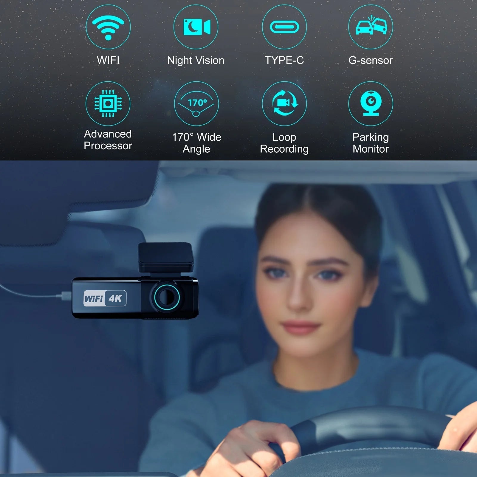 4K Wifi Dual Lens Dash Cam With Night Vision Parking Monitor 1005008032935513-With RC HK GPS-None