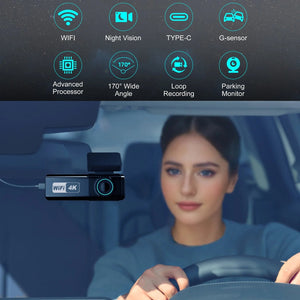4K Wifi Dual Lens Dash Cam With Night Vision Parking Monitor 1005008032935513-With RC HK GPS-None