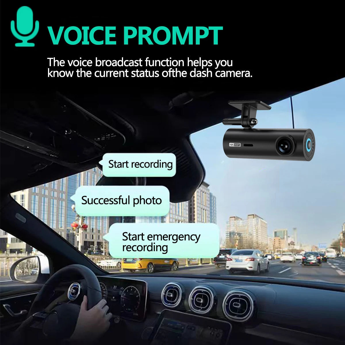 4K Wifi Mini Front Dash Cam With Night Vision Parking Monitor 1005008812410281-4K DVR Hardwire kit-128G