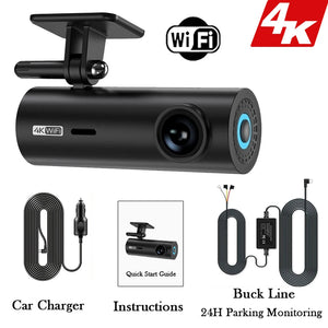 4K Wifi Mini Front Dash Cam With Night Vision Parking Monitor 1005008812410281-4K DVR Hardwire kit-128G