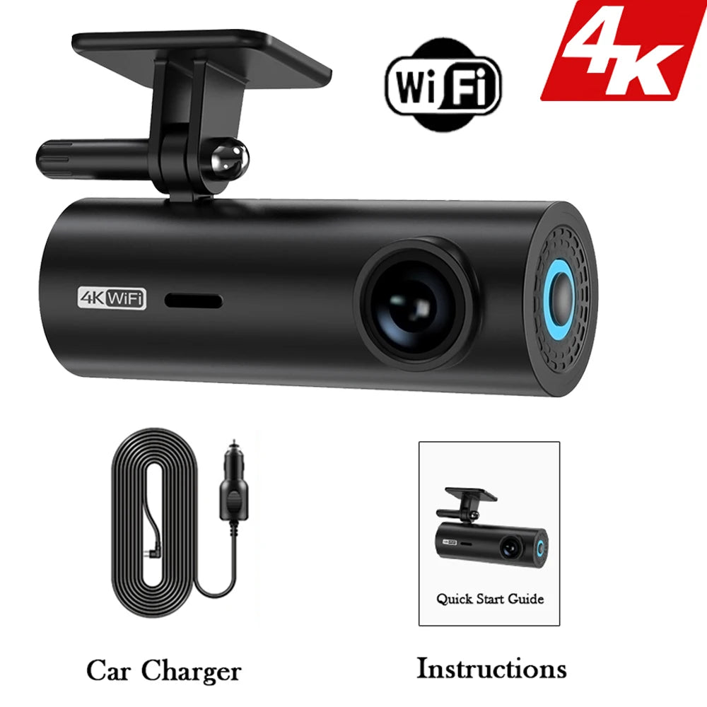 4K Wifi Mini Front Dash Cam With Night Vision Parking Monitor 1005008812410281-4K DVR Hardwire kit-128G
