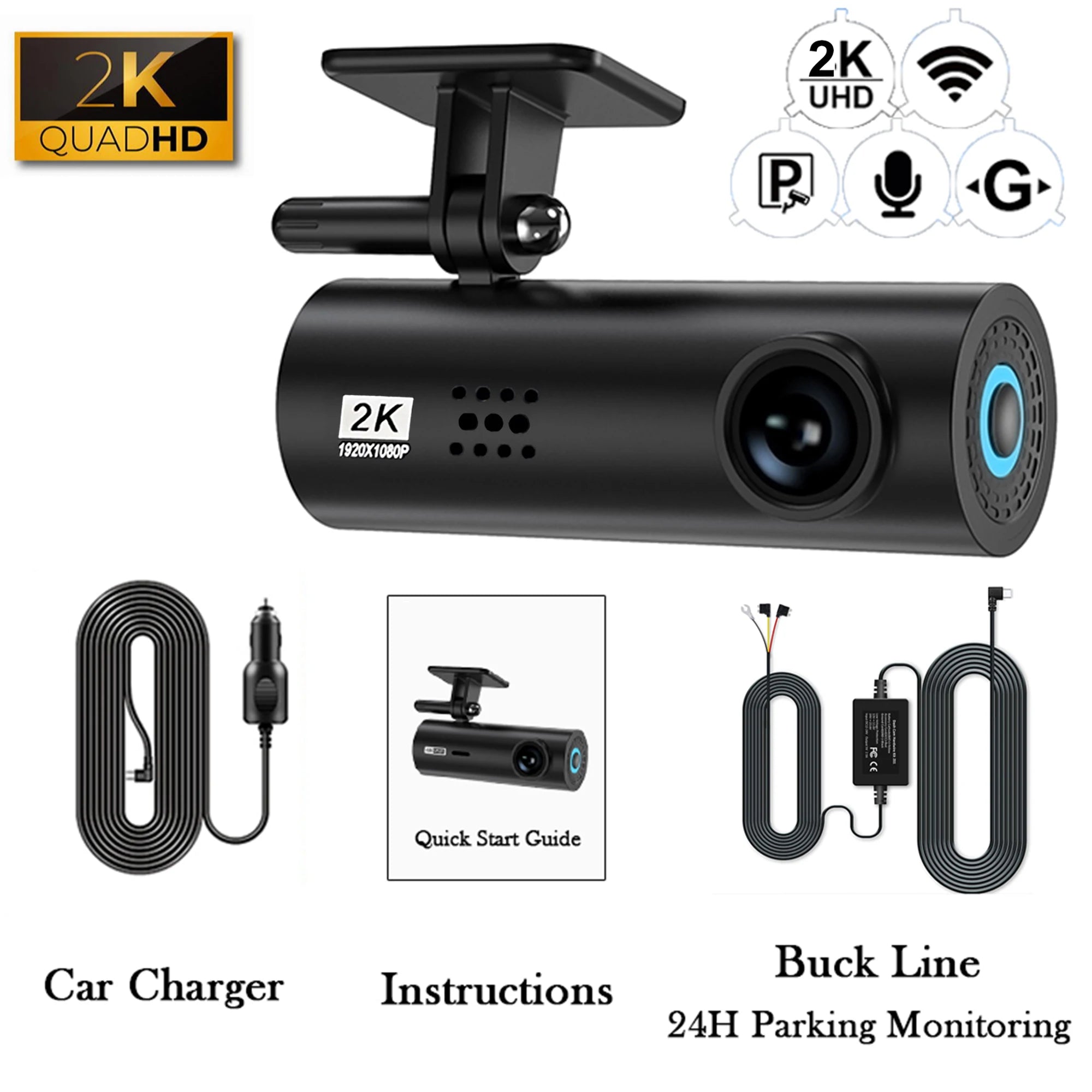 4K Wifi Mini Front Dash Cam With Night Vision Parking Monitor 1005008812410281-4K DVR Hardwire kit-128G