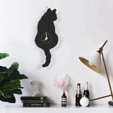 Cute Cat Wall Clock with Swinging Tail for Home Decor