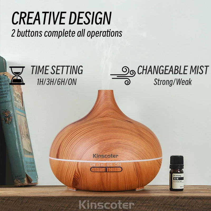 500Ml Ultrasonic Essential Oil Diffuser With Remote Control And 7 Colors 1005005230244904-Light Wood 500ml-EU Adapter