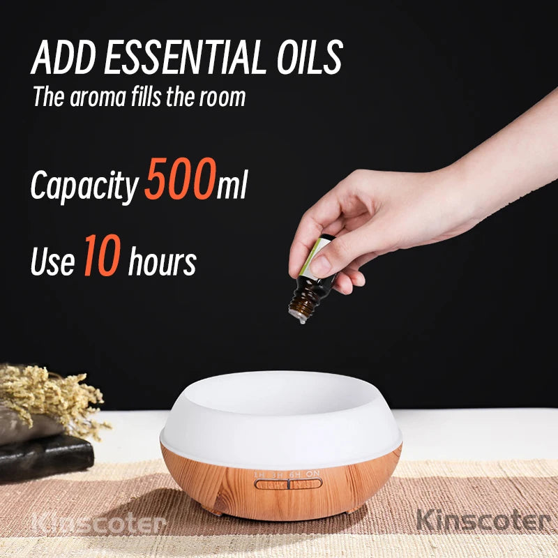 500Ml Ultrasonic Essential Oil Diffuser With Remote Control And 7 Colors 1005005230244904-Light Wood 500ml-EU Adapter