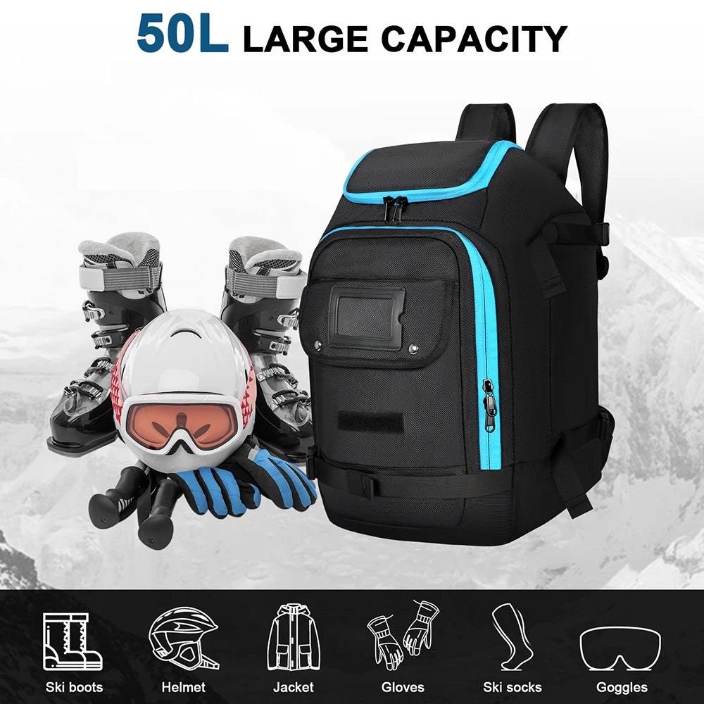 50L Waterproof Ski Backpack Boot Bag With Helmet And Gear Storage 1005008626528302-al