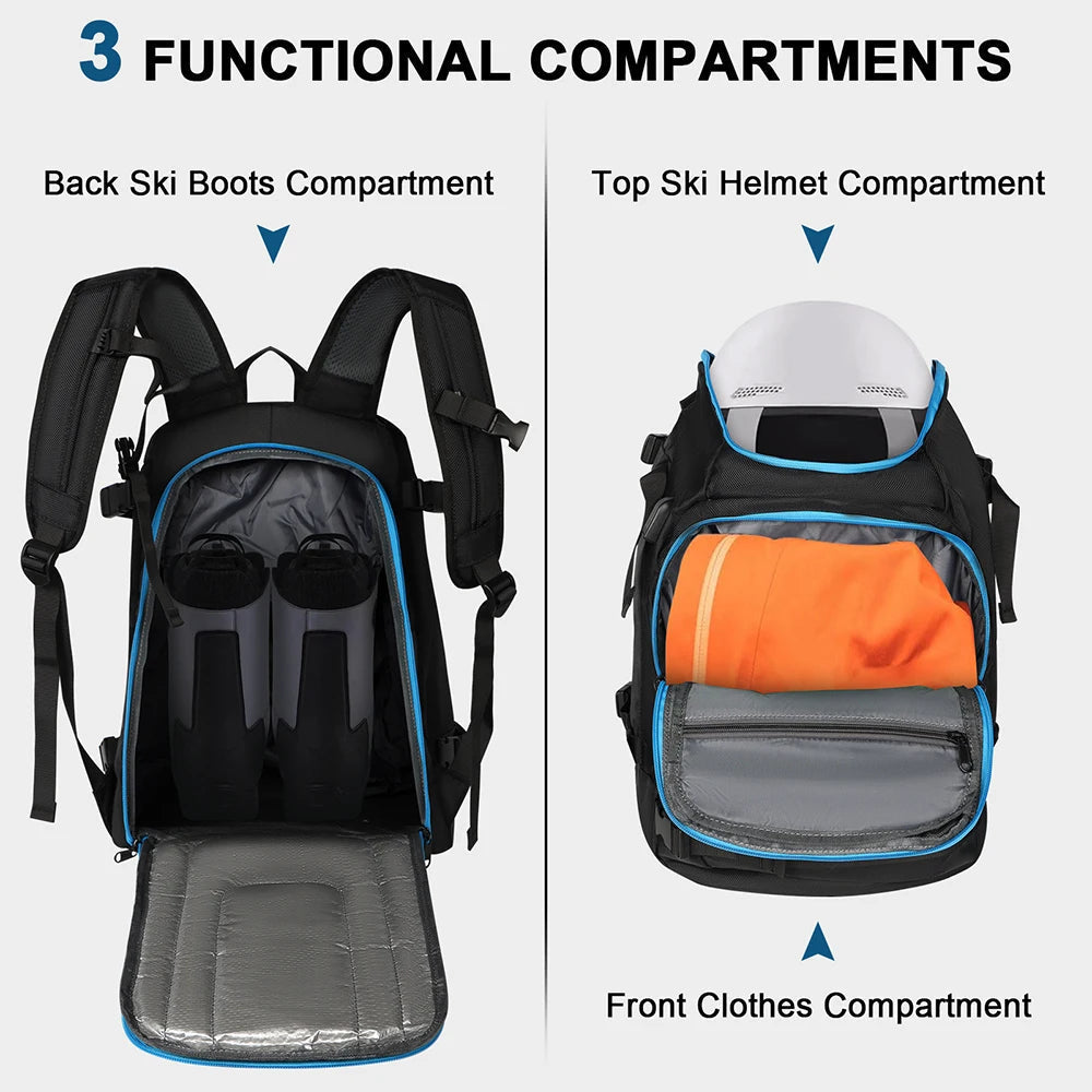 50L Waterproof Ski Backpack Boot Bag With Helmet And Gear Storage 1005008626528302-al