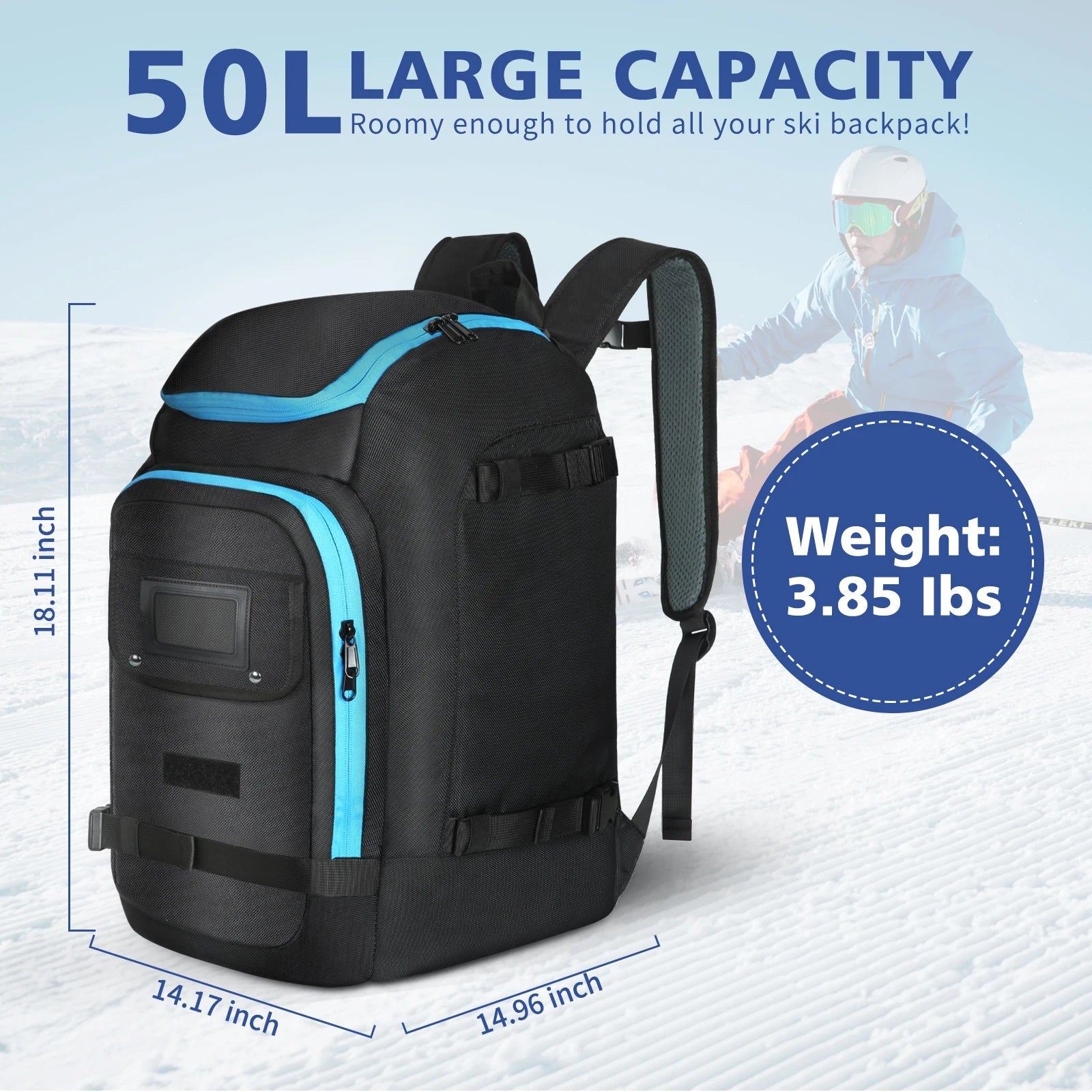 50L Waterproof Ski Backpack Boot Bag With Helmet And Gear Storage 1005008626528302-al