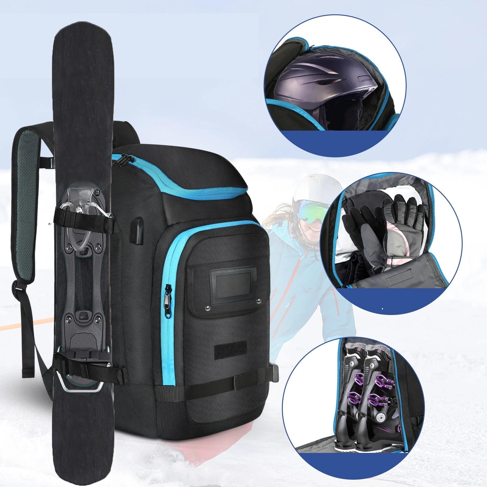 50L Waterproof Ski Boot Backpack With Helmet Storage And Standing Mat 1005007417397711-al