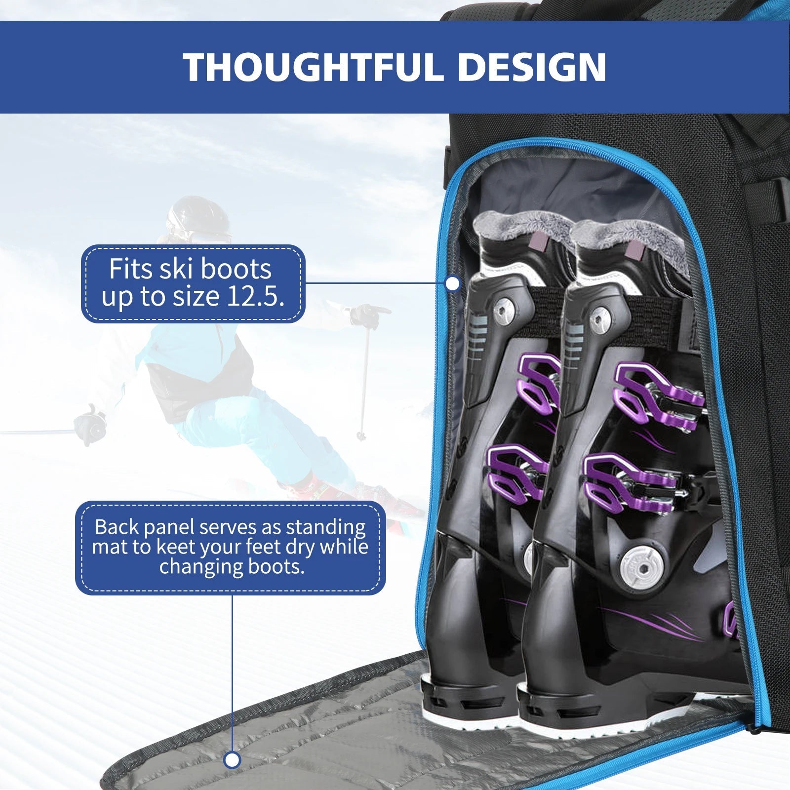 50L Waterproof Ski Boot Backpack With Helmet Storage And Standing Mat 1005007417397711-al