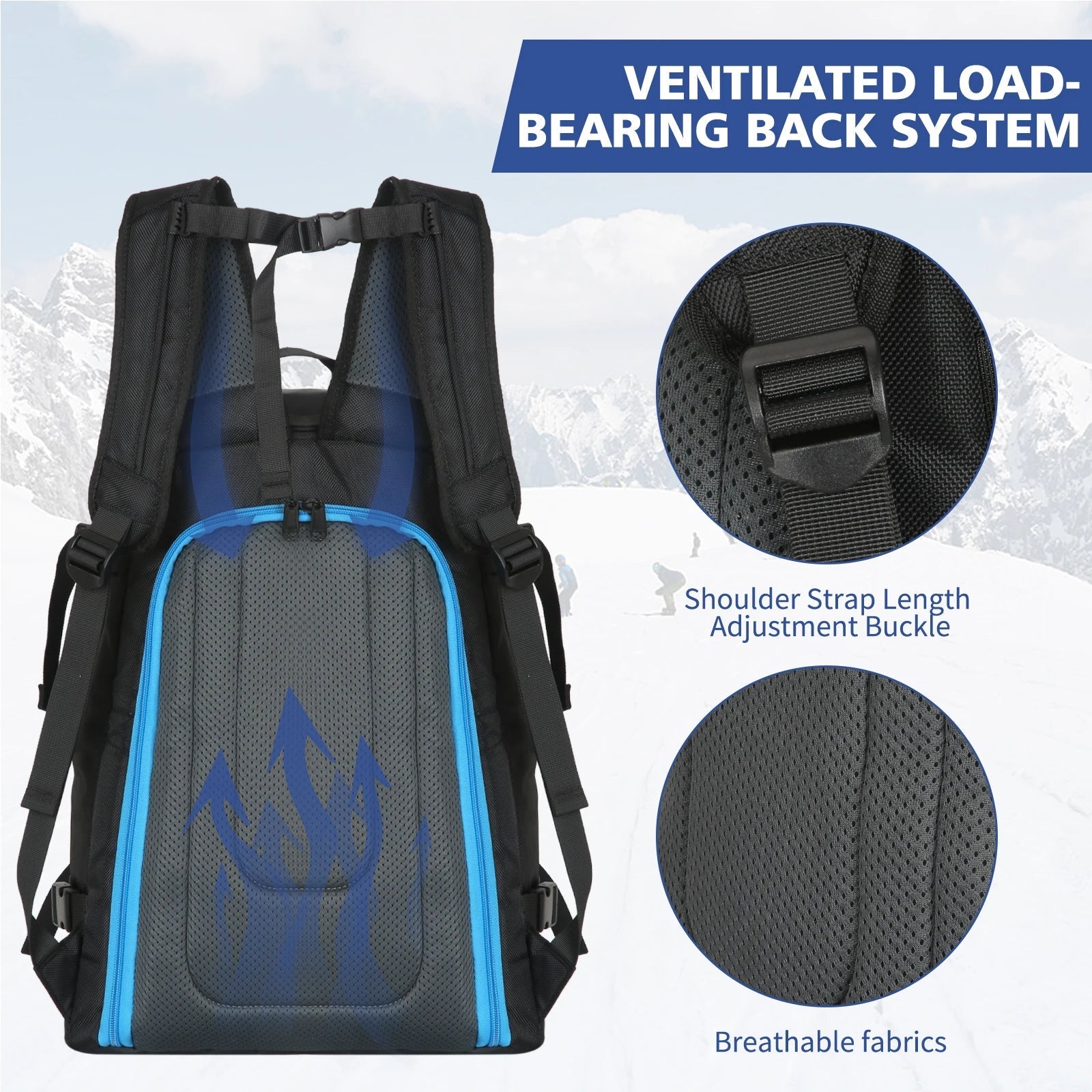 50L Waterproof Ski Boot Backpack With Helmet Storage And Standing Mat 1005007417397711-al
