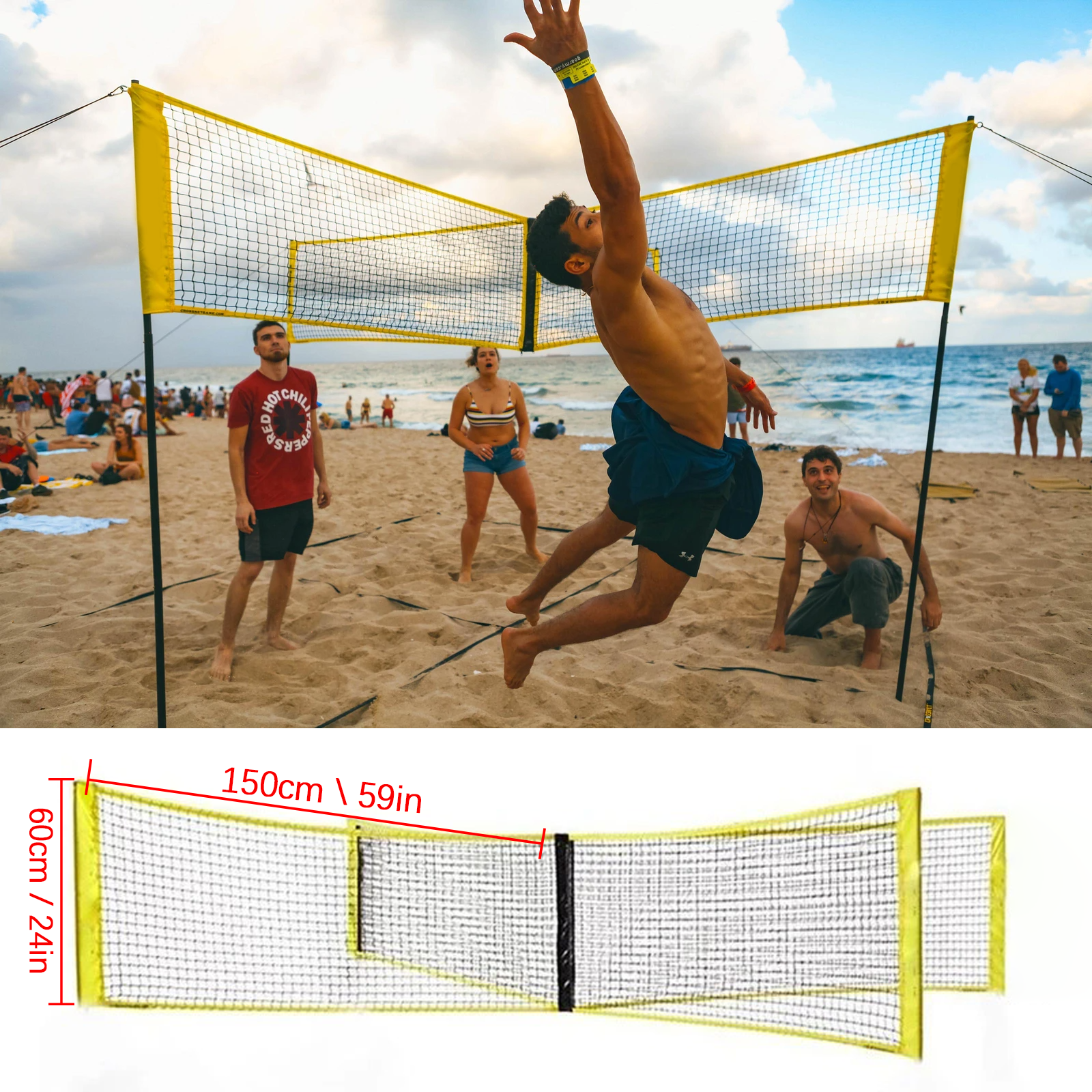 Cross Volleyball Net, Pe Four Sides Standard Volleyball Net
