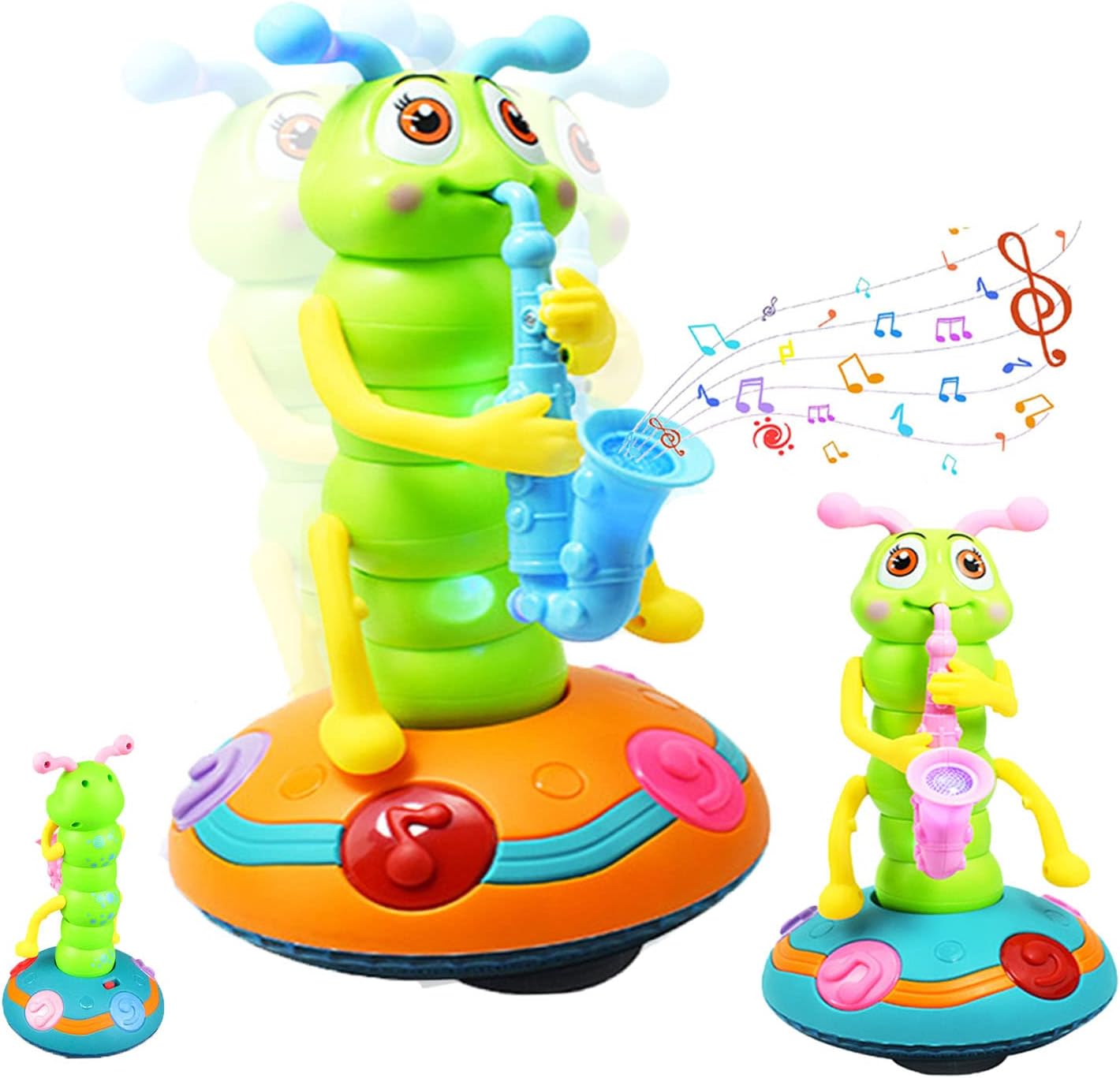 Electric Dancing Saxophone Caterpillar Toy With Lights And Music For Baby