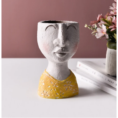 Face Planter Figurine Head Planter Pot