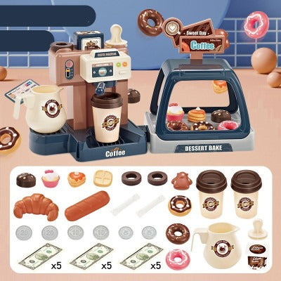 Kids Coffee Machine Toy Set With Simulation Food For Pretend Play