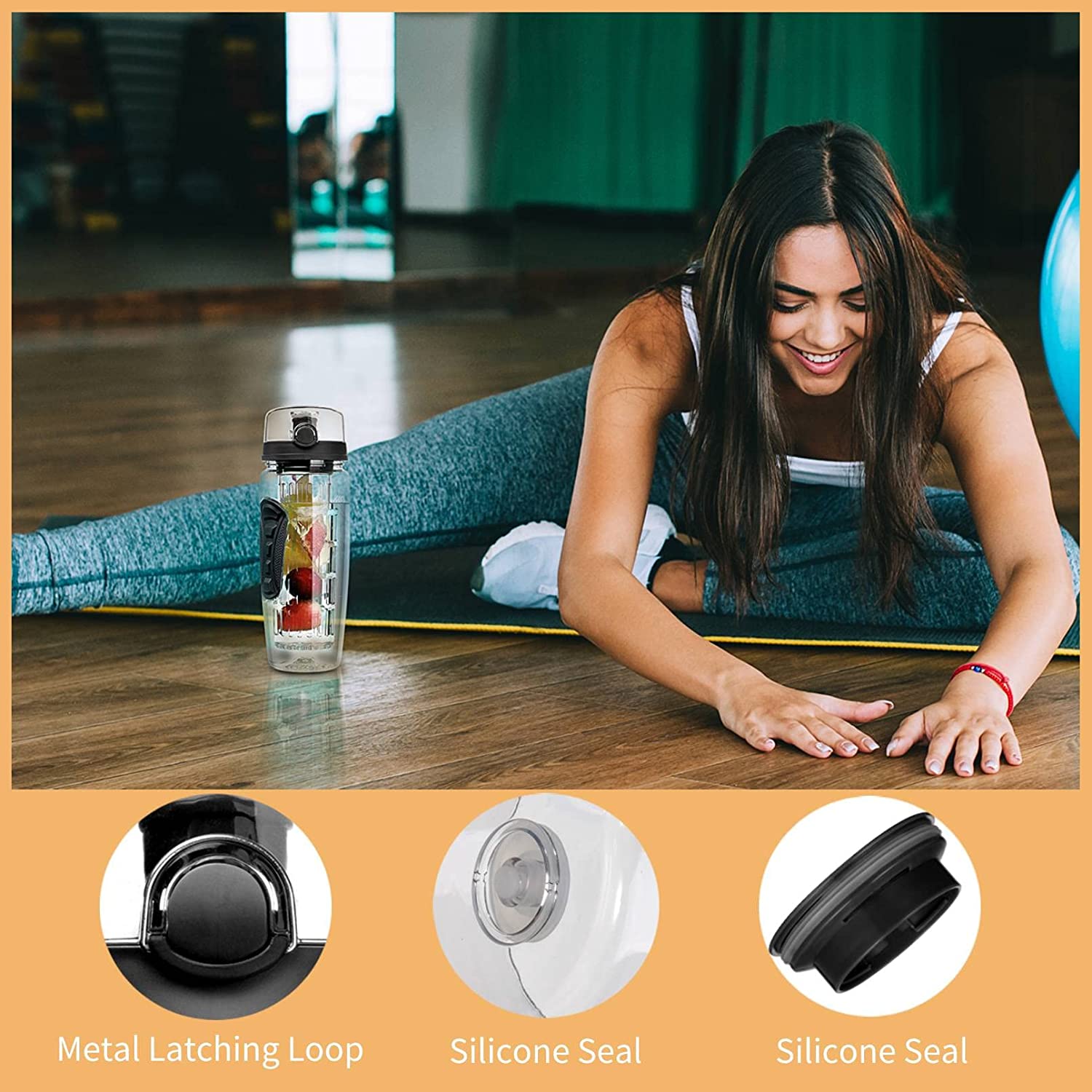Detox Water Bottle Convenient Sliding Lid