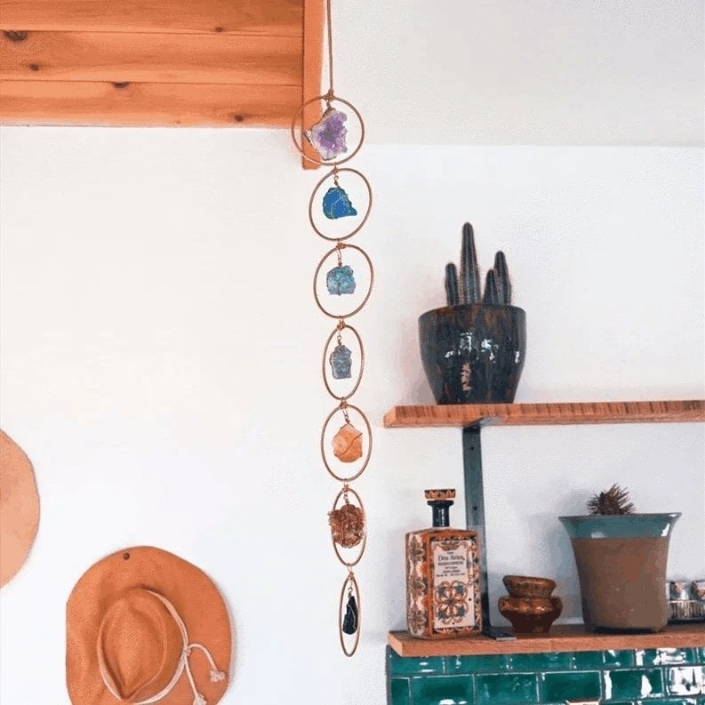 7 Chakra Crystal Hanging Ornament – Healing Gemstone Wall Decor
