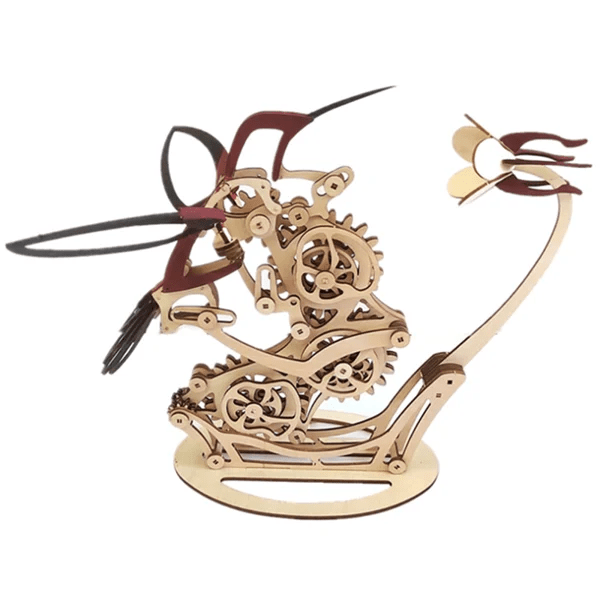3D Wooden Mechanical Hummingbird Model Puzzle, Hand Assembled Turtle Puzzle Crafts, Magical Wooden Kinetic Hummingbird Sculpture
