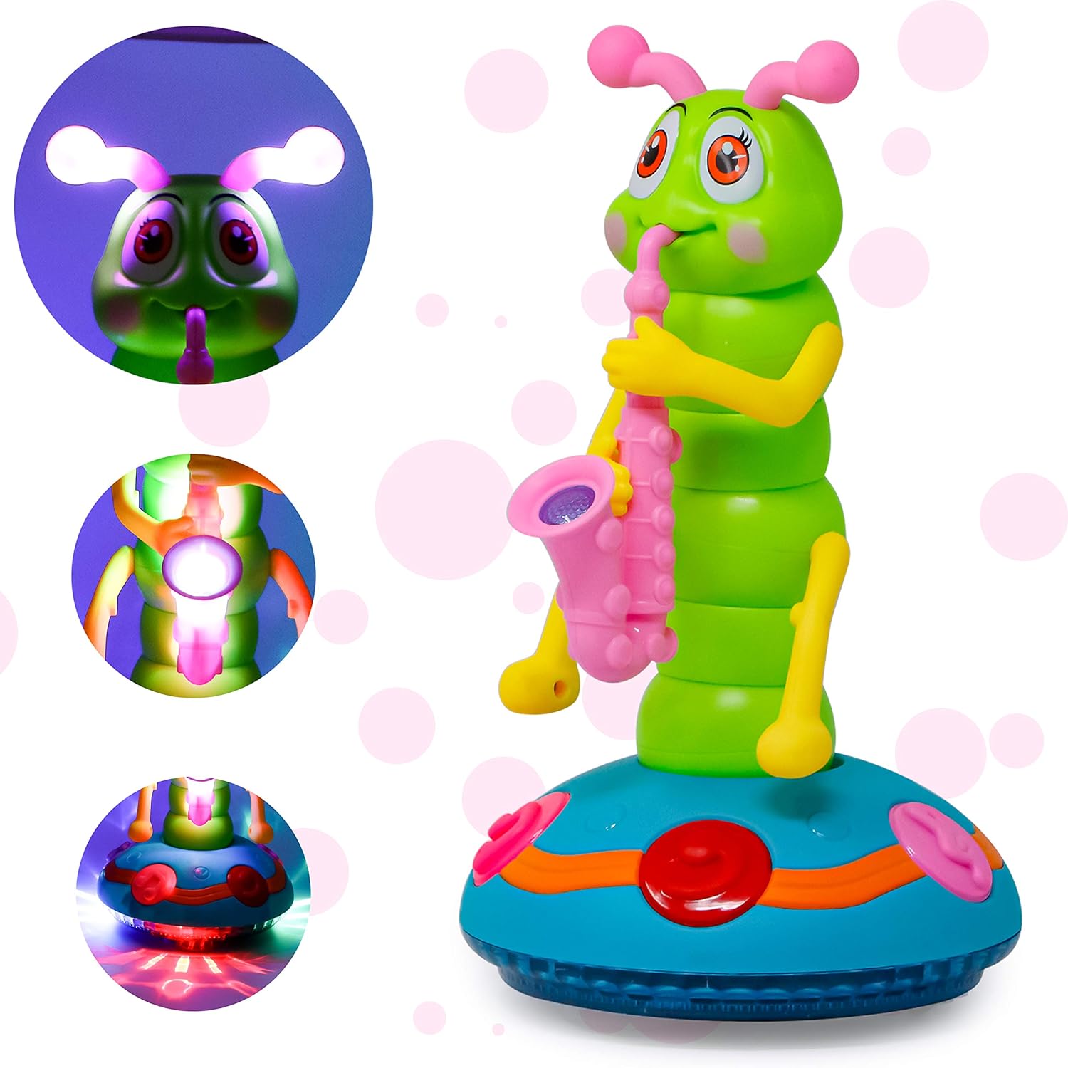 Electric Dancing Saxophone Caterpillar Toy With Lights And Music For Baby