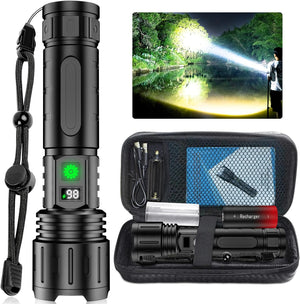 100000Lm Super Bright Rechargeable Tactical Led Flashlight, World'S Brightest Flashlight With 5 Modes And Waterproof Design