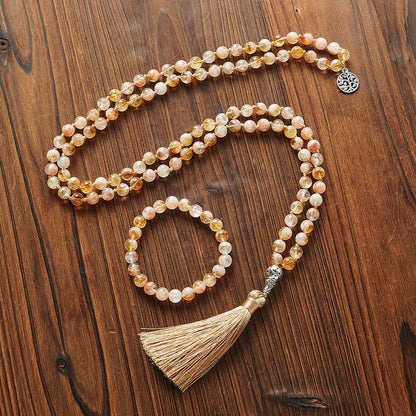 8Mm Citrine 108 Bead Mala Necklace And Bracelet Set 1005006332996748-no Bracelet