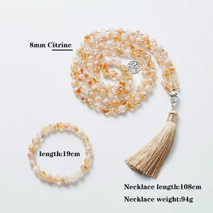 8Mm Citrine 108 Bead Mala Necklace And Bracelet Set 1005006332996748-no Bracelet