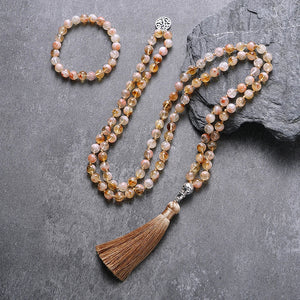 8Mm Citrine 108 Bead Mala Necklace And Bracelet Set 1005006332996748-no Bracelet