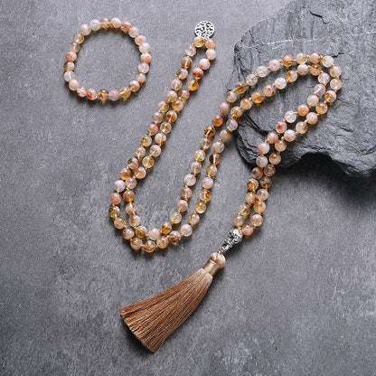 8Mm Citrine 108 Bead Mala Necklace And Bracelet Set 1005006332996748-no Bracelet