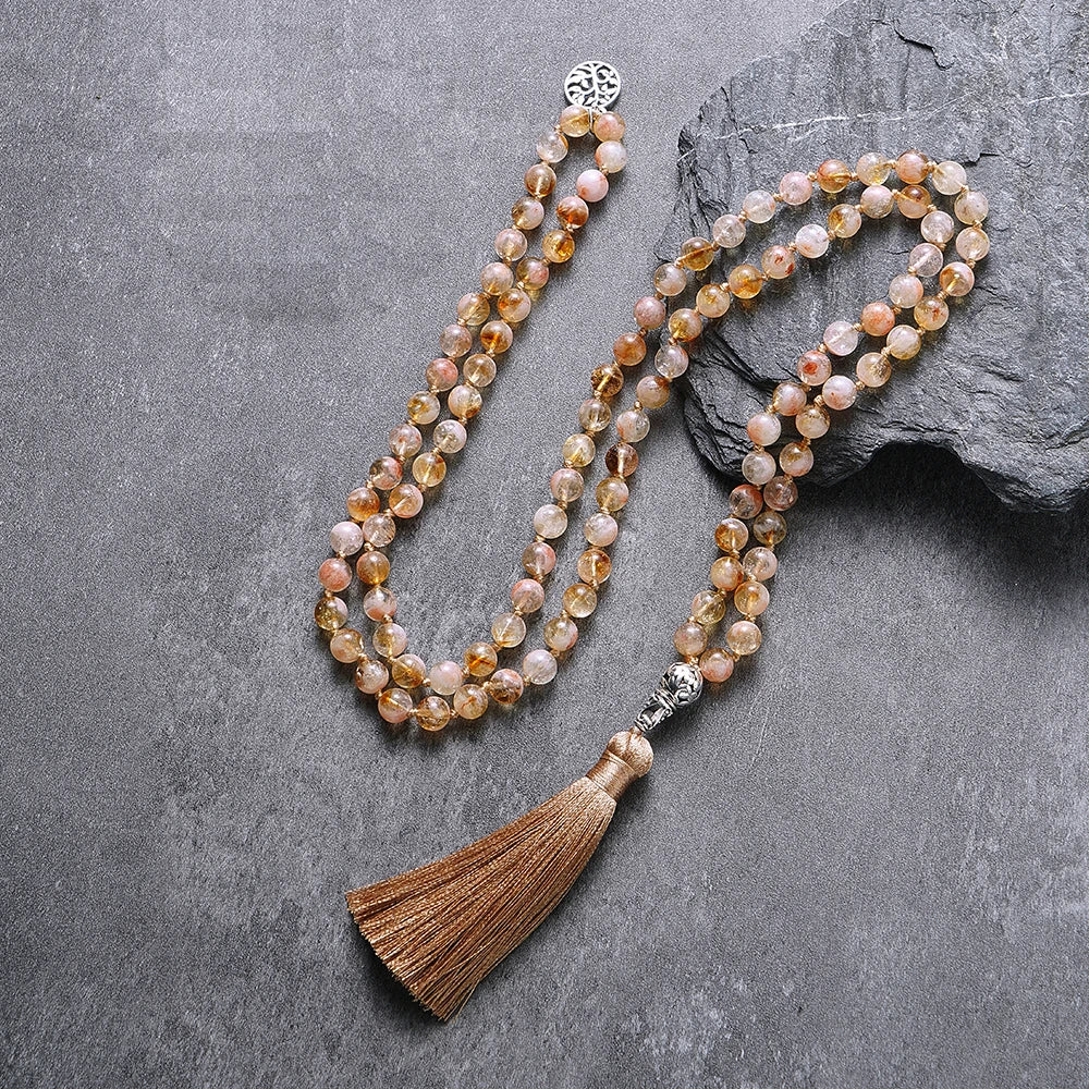 8Mm Citrine 108 Bead Mala Necklace And Bracelet Set 1005006332996748-no Bracelet