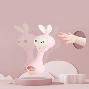 Baby Music Flashing Teether Rattle With Rabbit Hand Bells Mobile For Newborn 0-12M