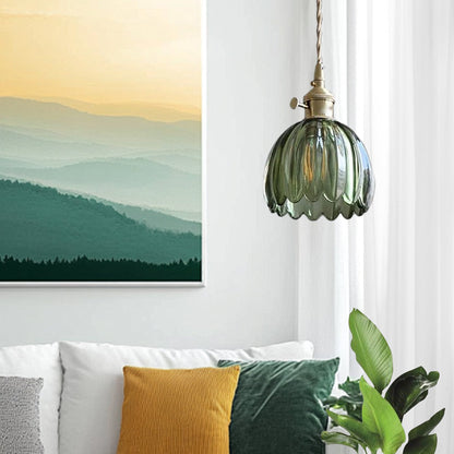 Modern Retro Glass Flower Pendant Light