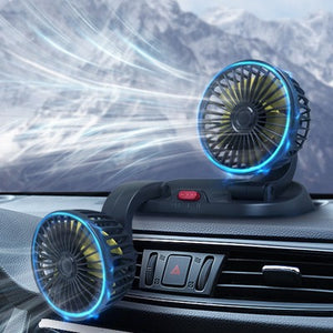 Portable 360° Rotating Car Fan With Dual Heads For Dashboard, Rv, Truck