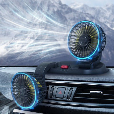 Portable 360° Rotating Car Fan With Dual Heads For Dashboard, Rv, Truck