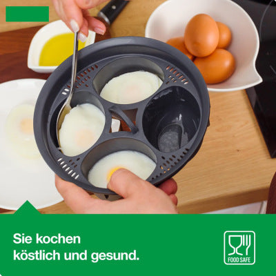 4-In-1 Egg Poacher Cooker With Steamer Tray, Easy To Use And Clean