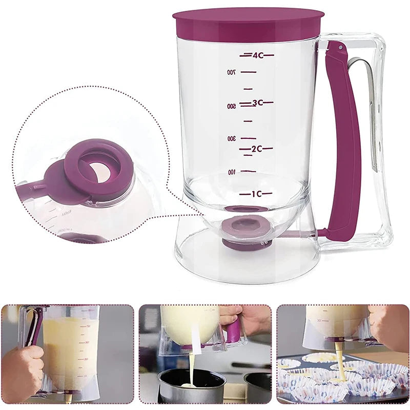 900 Ml Pancake Batter Dispenser With Measuring Label For Baking 1005005902908313-1 Piece