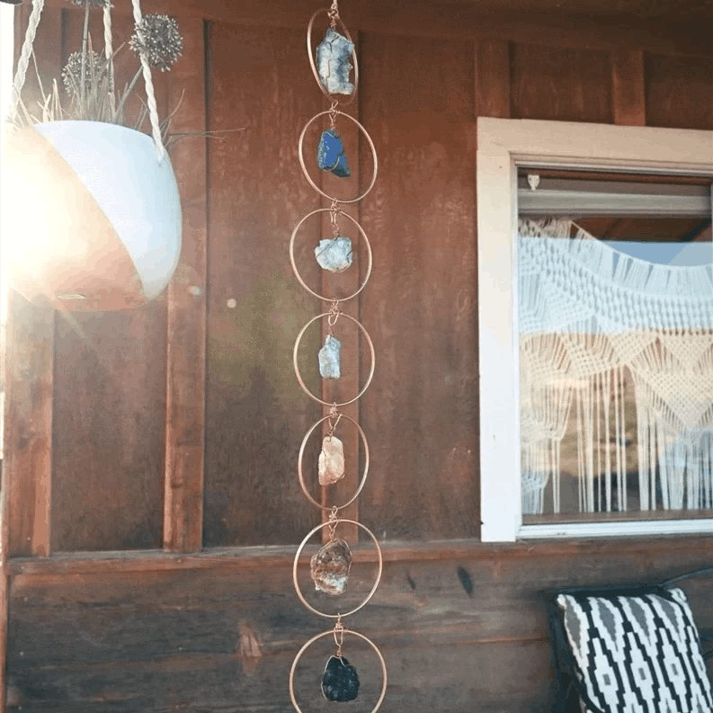 7 Chakra Crystal Hanging Ornament – Healing Gemstone Wall Decor