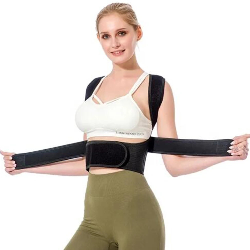 Adjustable Back And Shoulder Posture Corrector Brace With Lumbar Belt 1005005931675784-Silver-XXXXL