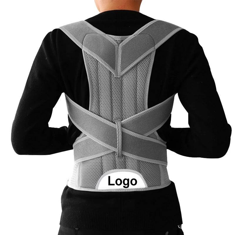 Adjustable Back And Shoulder Posture Corrector Brace With Lumbar Belt 1005005931675784-Silver-XXXXL